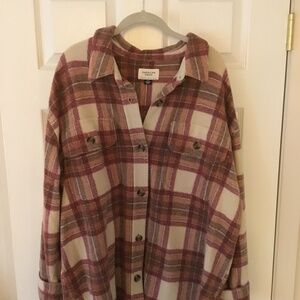 AE Womens Plaid Shacket